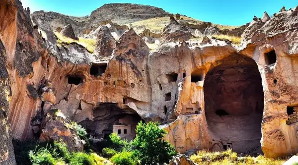 Eroded rock houses in the Zelve valleys
